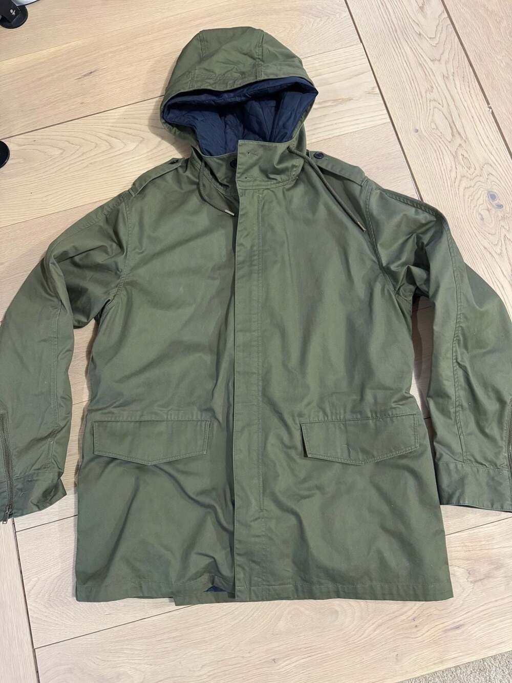 Zadig & Voltaire Military Style Hooded Field Jacket Olive Green